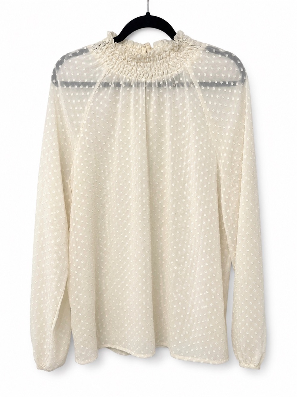 Mossimo Romantic Sheer Cream Polka Dot Women's Blouse XL - Picture 2 of 8